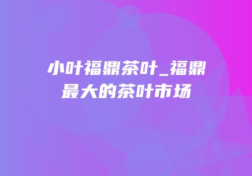 小叶福鼎茶叶_福鼎最大的茶叶市场