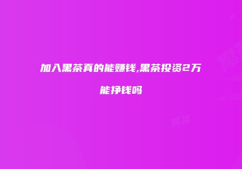 加入黑茶真的能赚钱,黑茶投资2万能挣钱吗