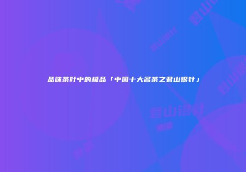 品味茶叶中的极品「中国十大名茶之君山银针」