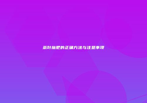 茶叶施肥的正确方法与注意事项
