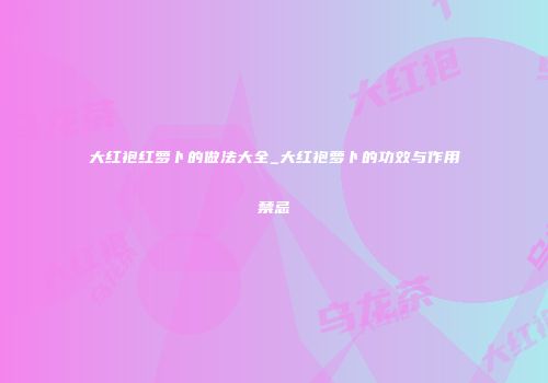 大红袍红萝卜的做法大全_大红袍萝卜的功效与作用禁忌
