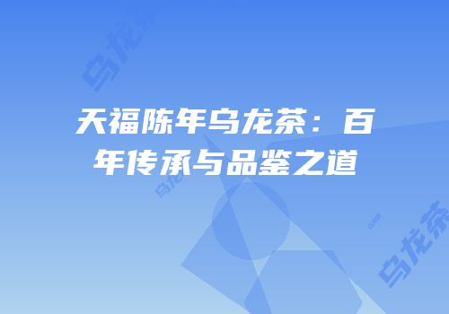 天福陈年乌龙茶：百年传承与品鉴之道