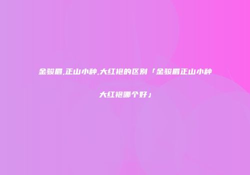 金骏眉,正山小种,大红袍的区别「金骏眉正山小种大红袍哪个好」