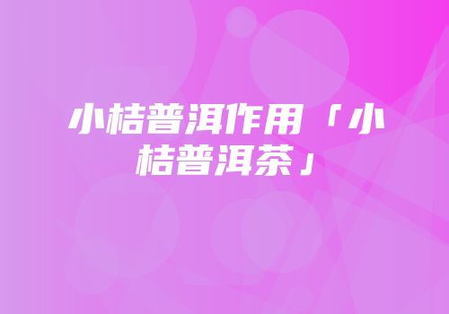 小桔普洱作用「小桔普洱茶」