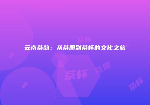 云南茶韵：从茶园到茶杯的文化之旅