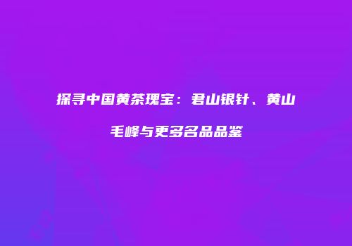 探寻中国黄茶瑰宝：君山银针、黄山毛峰与更多名品品鉴