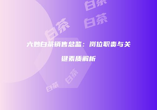 六妙白茶销售总监：岗位职责与关键素质解析