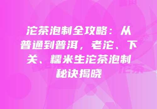沱茶泡制全攻略：从普通到普洱，老沱、下关、糯米生沱茶泡制秘诀揭晓