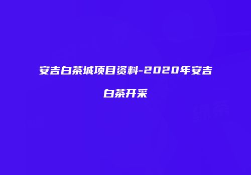 安吉白茶城项目资料-2020年安吉白茶开采