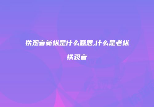 铁观音新枞是什么意思,什么是老枞铁观音