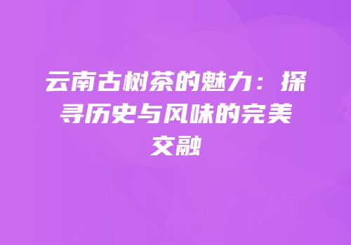云南古树茶的魅力：探寻历史与风味的完美交融