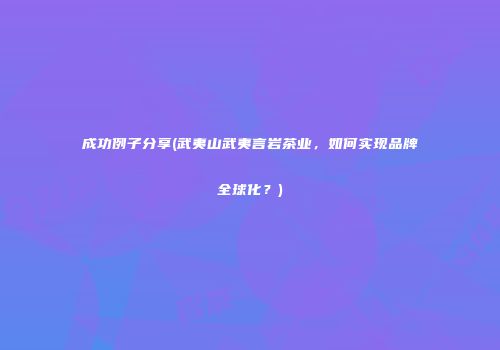 成功例子分享(武夷山武夷言岩茶业，如何实现品牌全球化？)