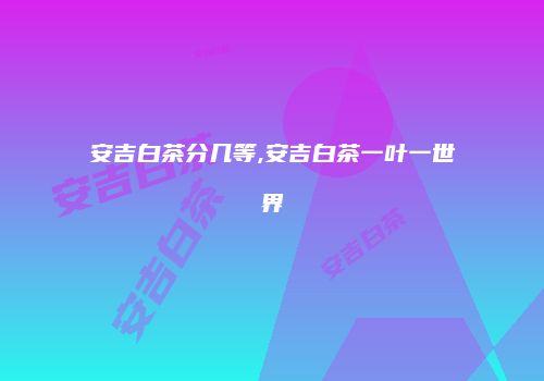 安吉白茶分几等,安吉白茶一叶一世界