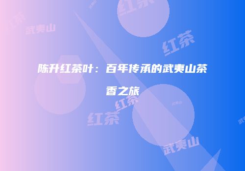 陈升红茶叶：百年传承的武夷山茶香之旅