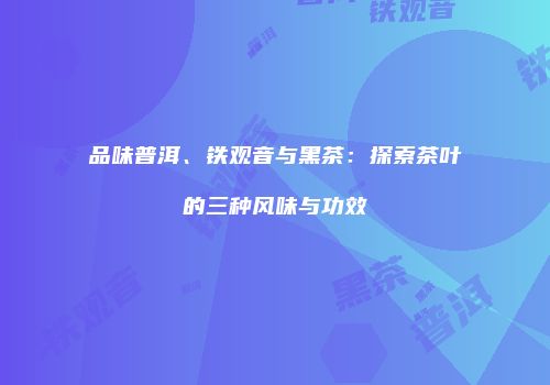 品味普洱、铁观音与黑茶：探索茶叶的三种风味与功效