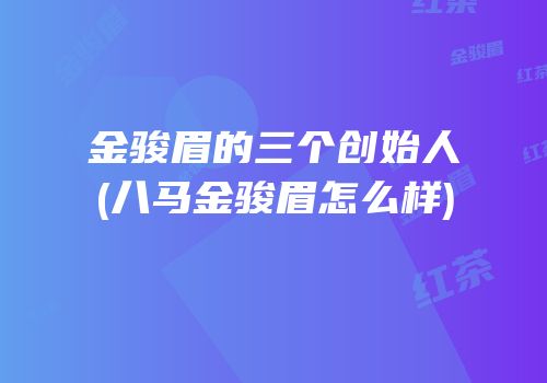 金骏眉的三个创始人(八马金骏眉怎么样)