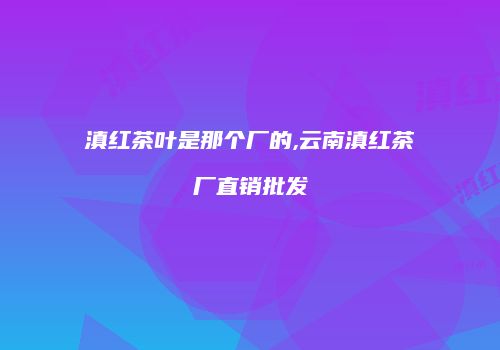 滇红茶叶是那个厂的,云南滇红茶厂直销批发