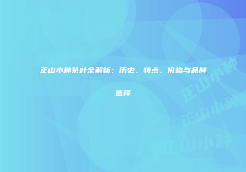 正山小种茶叶全解析：历史、特点、价格与品牌选择