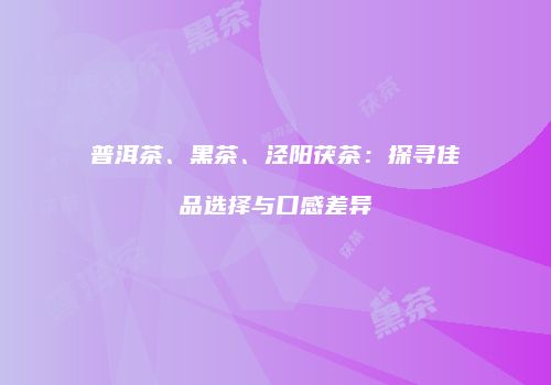普洱茶、黑茶、泾阳茯茶：探寻佳品选择与口感差异