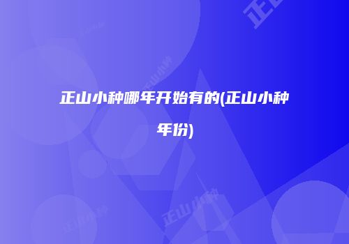 正山小种哪年开始有的(正山小种年份)