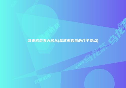 武夷岩茶五大名丛(品武夷岩茶的几个要点)