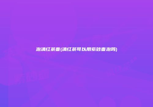 泡滇红茶壶(滇红茶可以用紫砂壶泡吗)