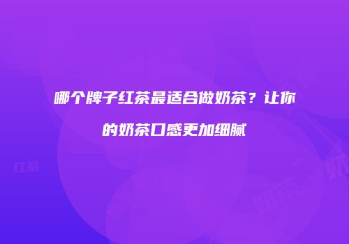 哪个牌子红茶最适合做奶茶？让你的奶茶口感更加细腻