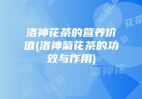 洛神花茶的营养价值(洛神菊花茶的功效与作用)