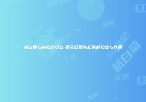 杭白菊与枸杞的功效-菊花红枣枸杞茶的功效与作用