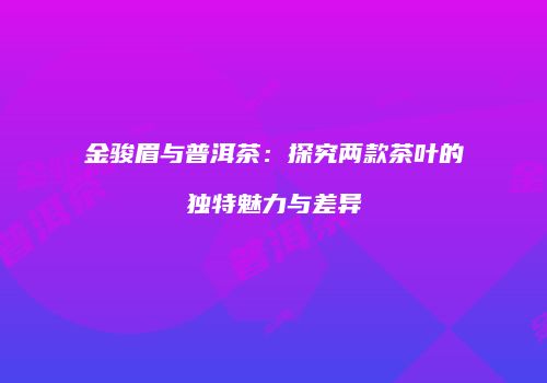 金骏眉与普洱茶：探究两款茶叶的独特魅力与差异