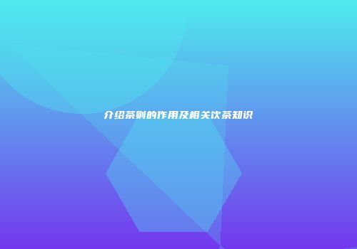 介绍茶则的作用及相关饮茶知识