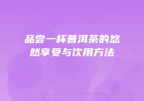 品尝一杯普洱茶的悠然享受与饮用方法