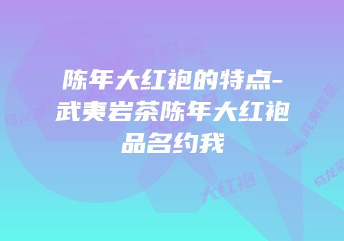 陈年大红袍的特点-武夷岩茶陈年大红袍品名约我