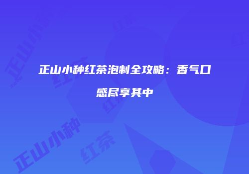 正山小种红茶泡制全攻略：香气口感尽享其中