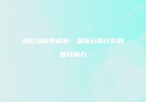 滇红茶种类解析：品味云南红茶的独特魅力