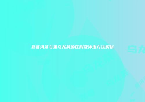 熟普洱茶与黑乌龙茶的区别及冲泡方法解析