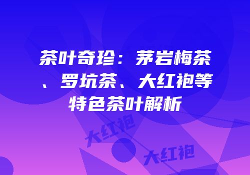 茶叶奇珍：茅岩梅茶、罗坑茶、大红袍等特色茶叶解析