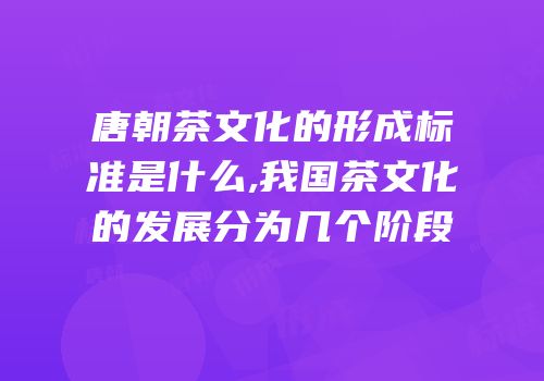 唐朝茶文化的形成标准是什么,我国茶文化的发展分为几个阶段