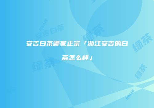 安吉白茶哪家正宗「浙江安吉的白茶怎么样」