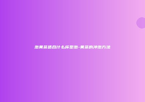 泡黄茶适合什么杯型泡-黄茶的冲泡方法