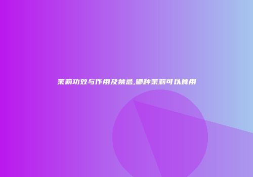 茉莉功效与作用及禁忌,哪种茉莉可以食用