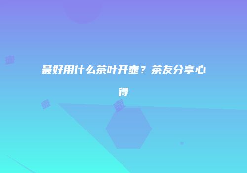 最好用什么茶叶开壶？茶友分享心得