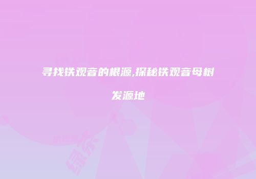 寻找铁观音的根源,探秘铁观音母树发源地