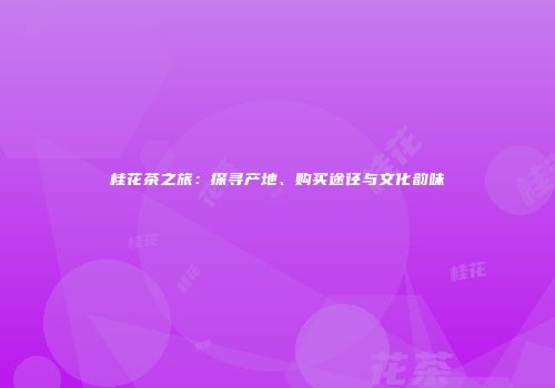 桂花茶之旅：探寻产地、购买途径与文化韵味