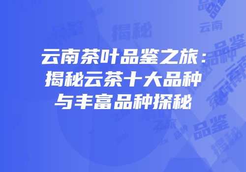 云南茶叶品鉴之旅：揭秘云茶十大品种与丰富品种探秘
