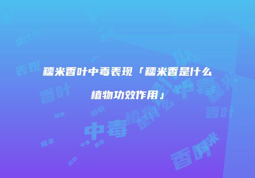糯米香叶中毒表现「糯米香是什么植物功效作用」
