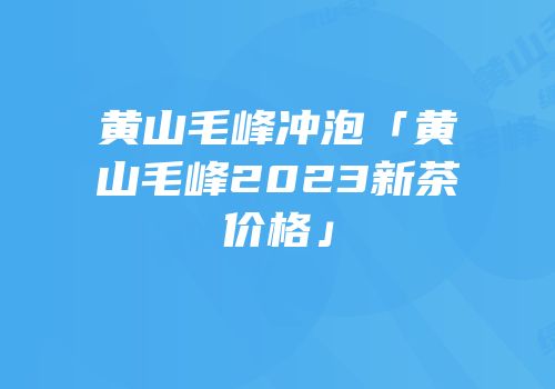 黄山毛峰冲泡「黄山毛峰2023新茶价格」