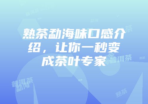 熟茶勐海味口感介绍，让你一秒变成茶叶专家
