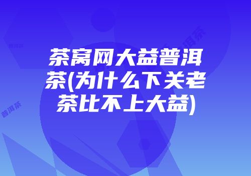 茶窝网大益普洱茶(为什么下关老茶比不上大益)