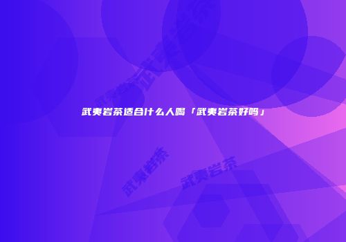 武夷岩茶适合什么人喝「武夷岩茶好吗」
